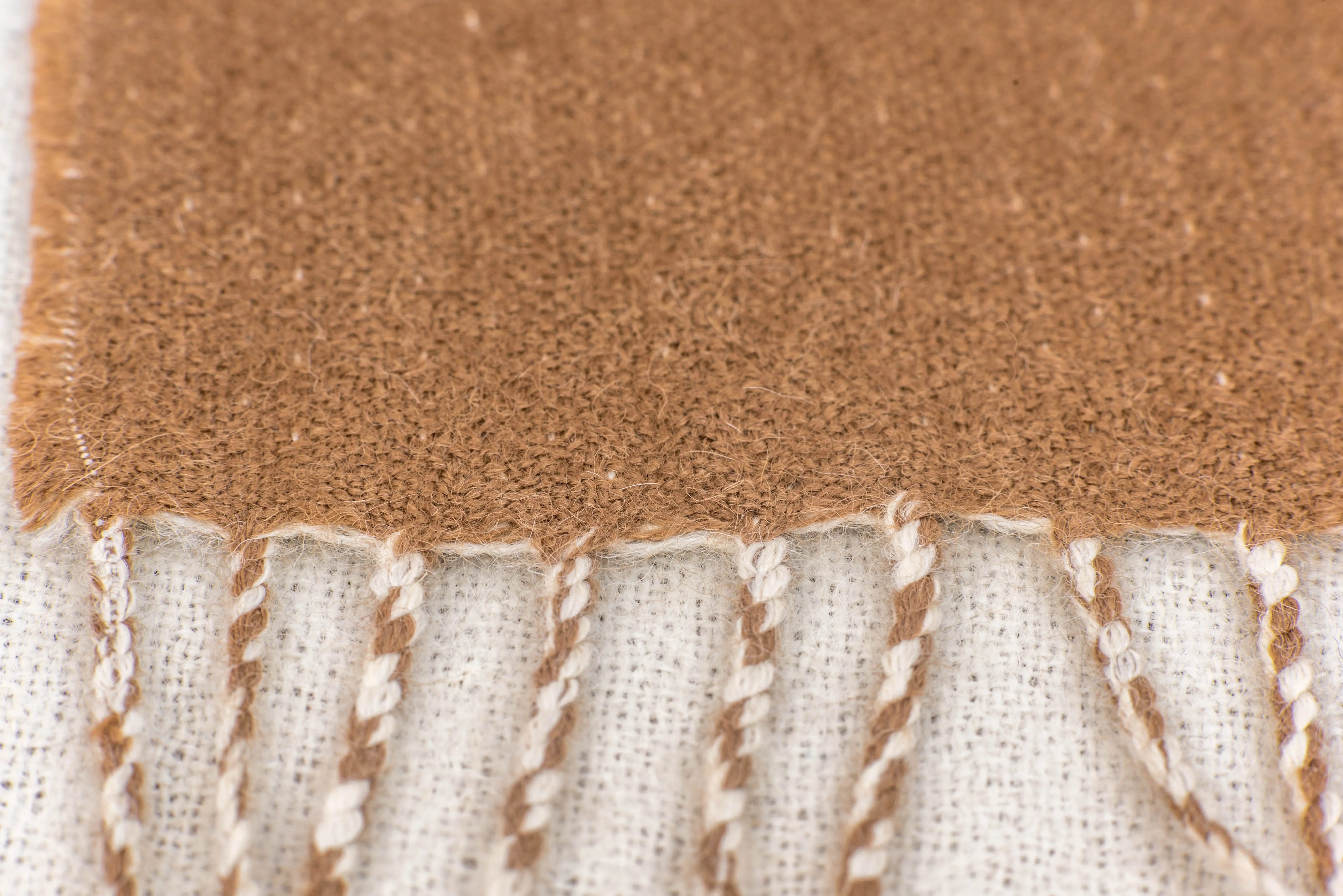 100% Alpaca Wool Two-Tone Reversible Scarf (Tan and White)
