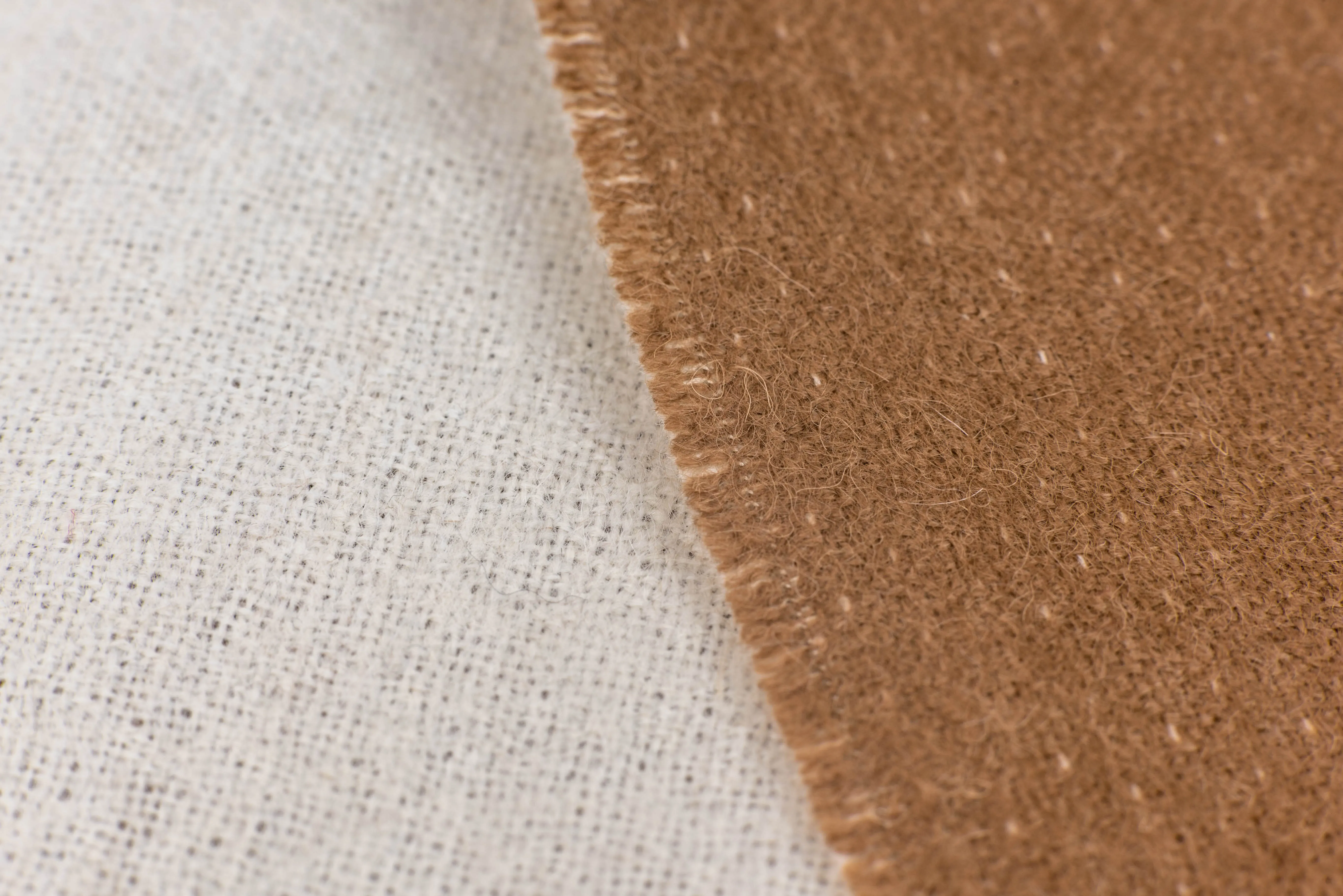 100% Alpaca Wool Two-Tone Reversible Scarf (Tan and White)