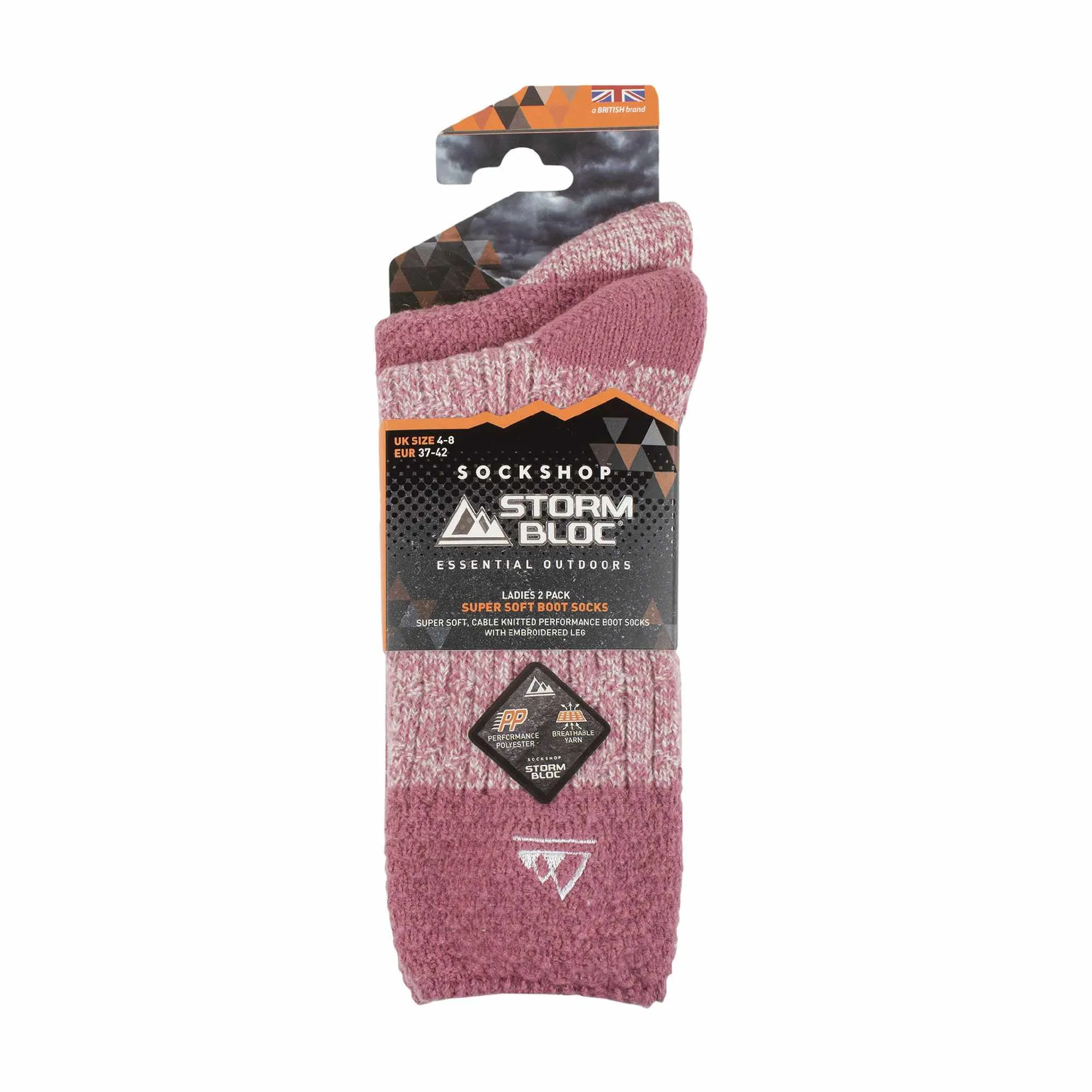 2 Pack Ladies Anti Blister Walking Boot Socks for Trekking Hiking