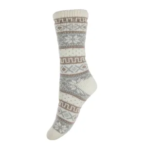 4-7 Thermal Socks Patterned (Cream)