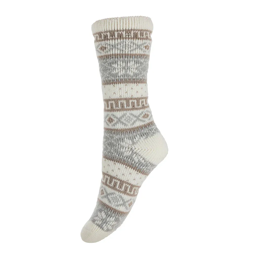 4-7 Thermal Socks Patterned (Cream)