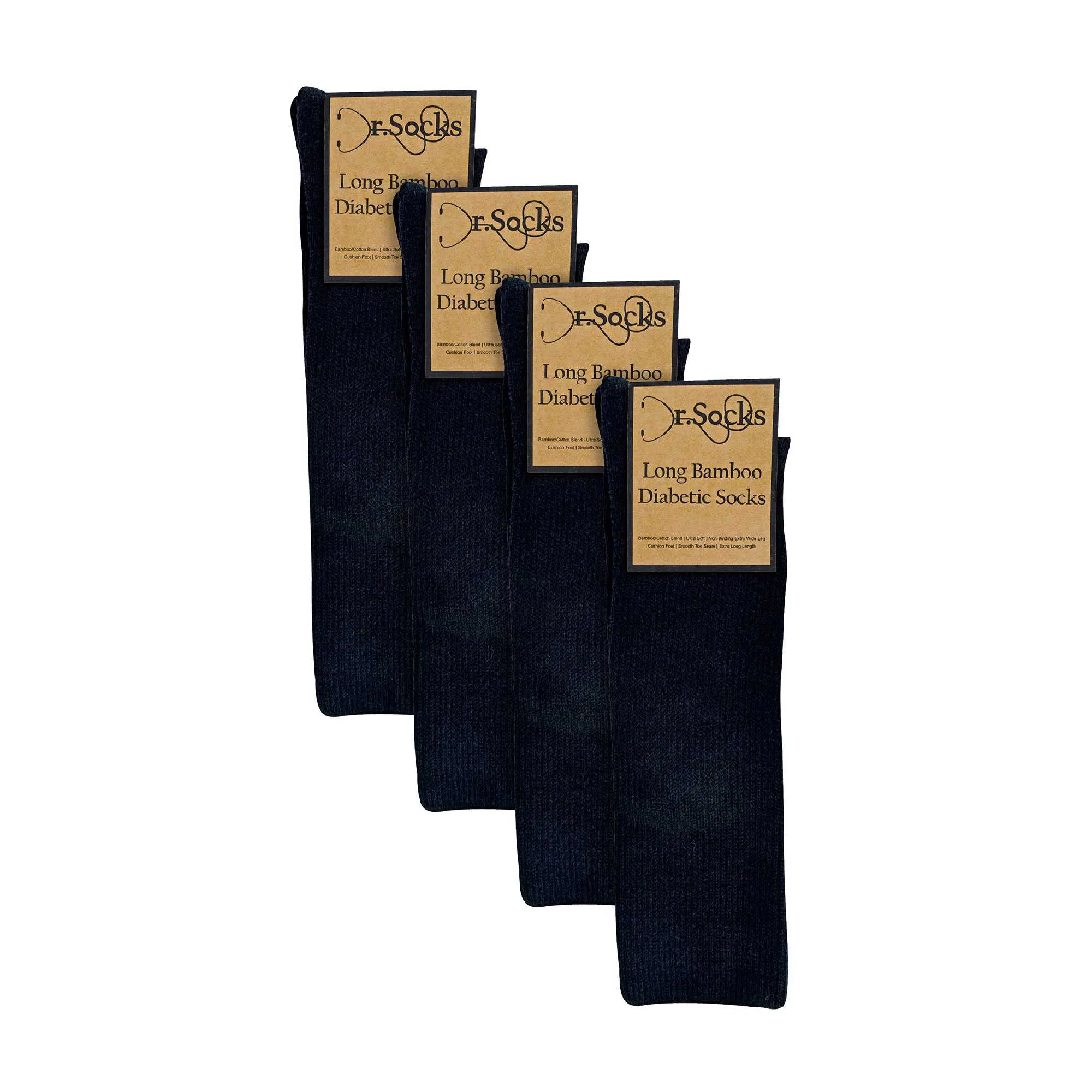 4 Pack Extra Wide Knee High Bamboo Diabetic Socks