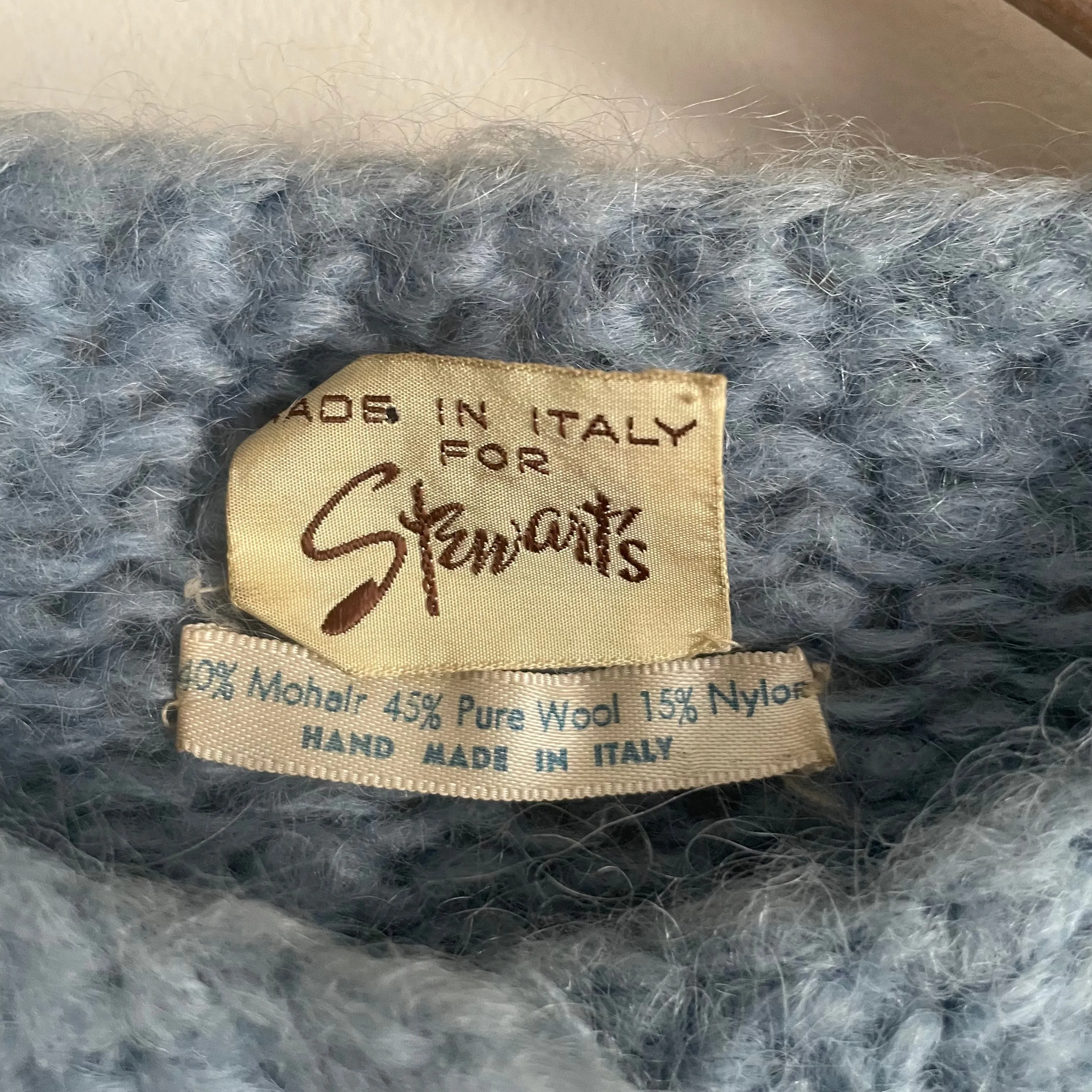 50s 60s Italian Handmade for Stewart's Mohair blend Button Front Sweater / Small Medium
