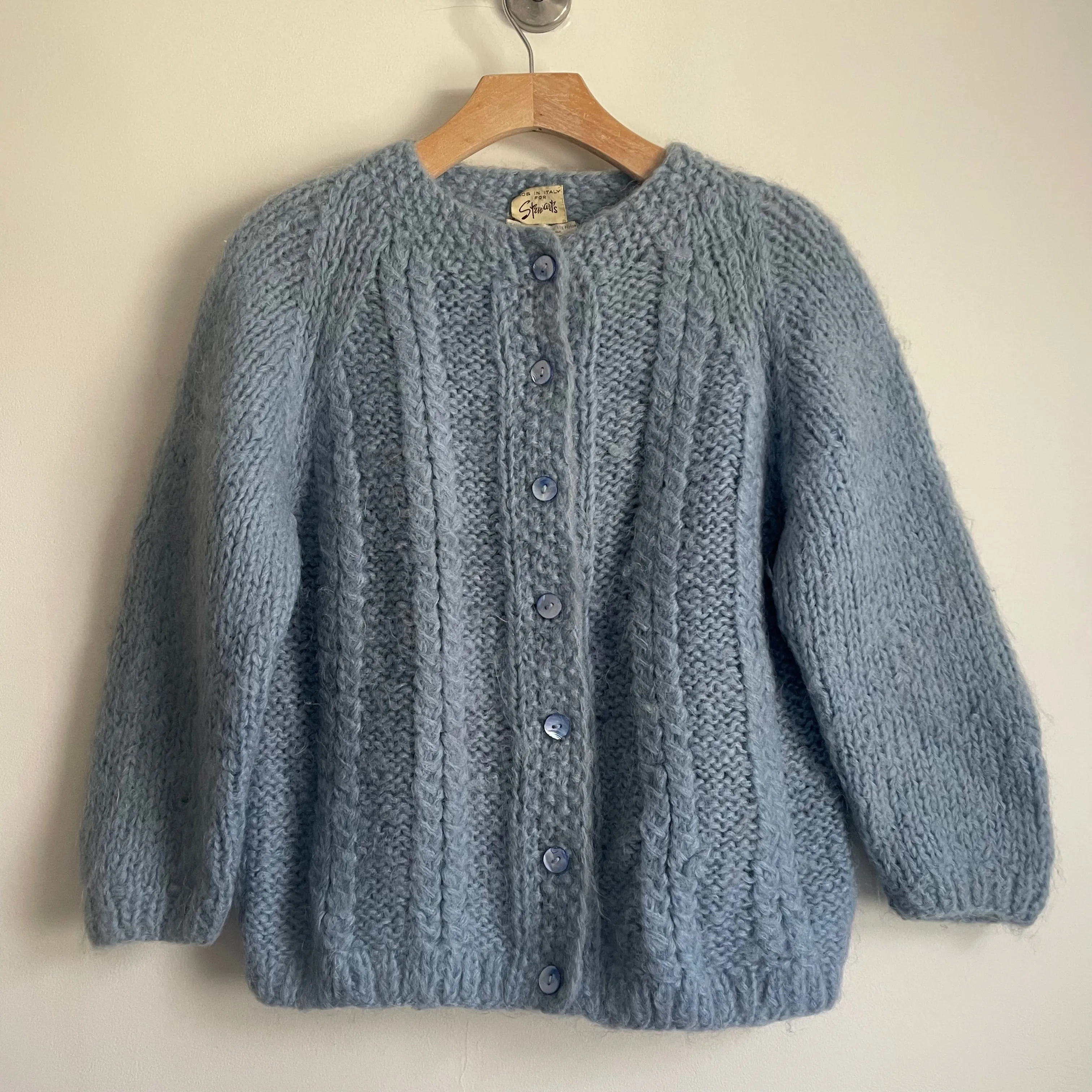 50s 60s Italian Handmade for Stewart's Mohair blend Button Front Sweater / Small Medium