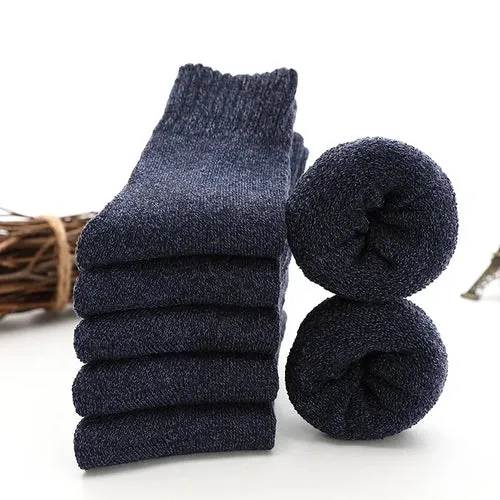 5Pairs Men Thick Winter Woolen Merino Socks for Male Towel Thermal
