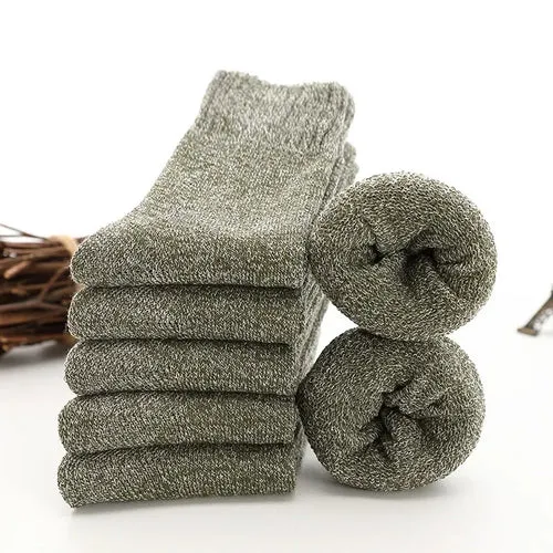 5Pairs Men Thick Winter Woolen Merino Socks for Male Towel Thermal