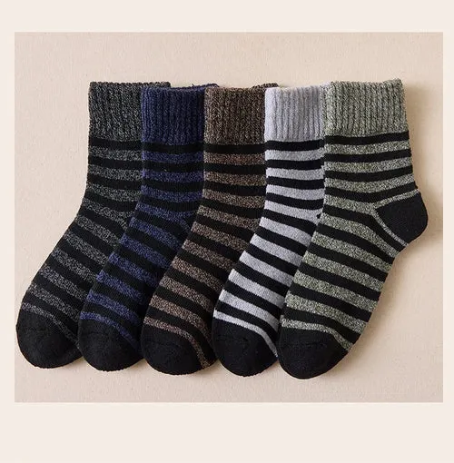5Pairs Men Thick Winter Woolen Merino Socks for Male Towel Thermal
