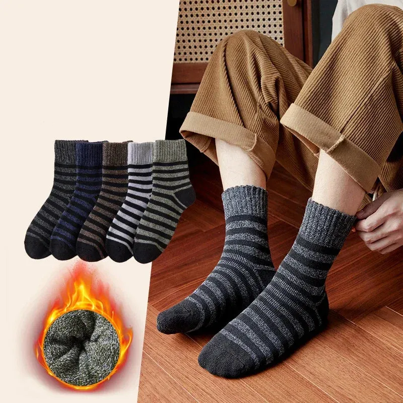 5Pairs Men Thick Winter Woolen Merino Socks for Male Towel Thermal