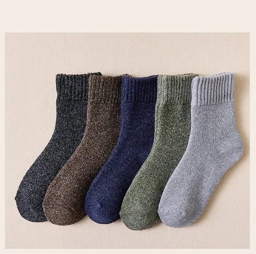 5Pairs Men Thick Winter Woolen Merino Socks for Male Towel Thermal