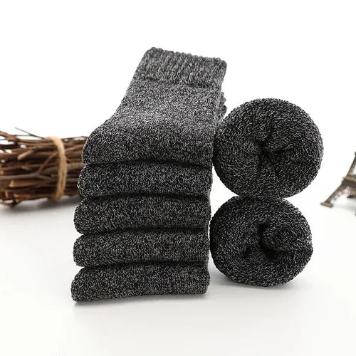 5Pairs Men Thick Winter Woolen Merino Socks for Male Towel Thermal