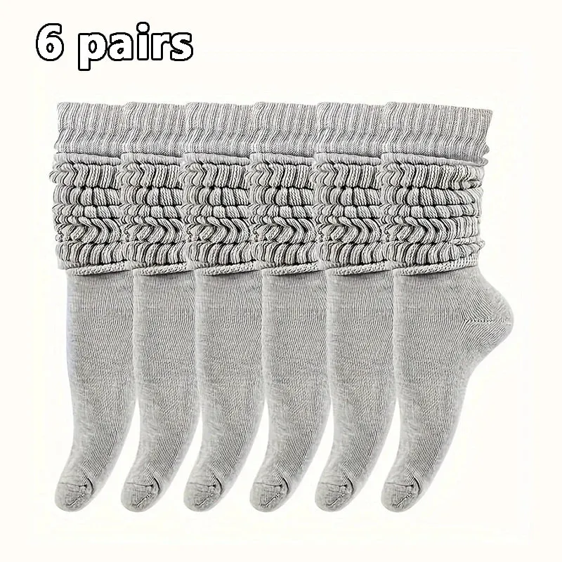6 Pairs Women Mid-Calf Socks