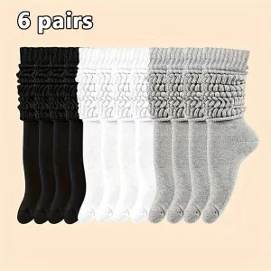 6 Pairs Women Mid-Calf Socks