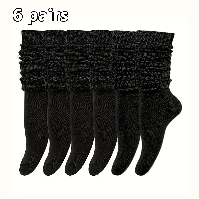 6 Pairs Women Mid-Calf Socks