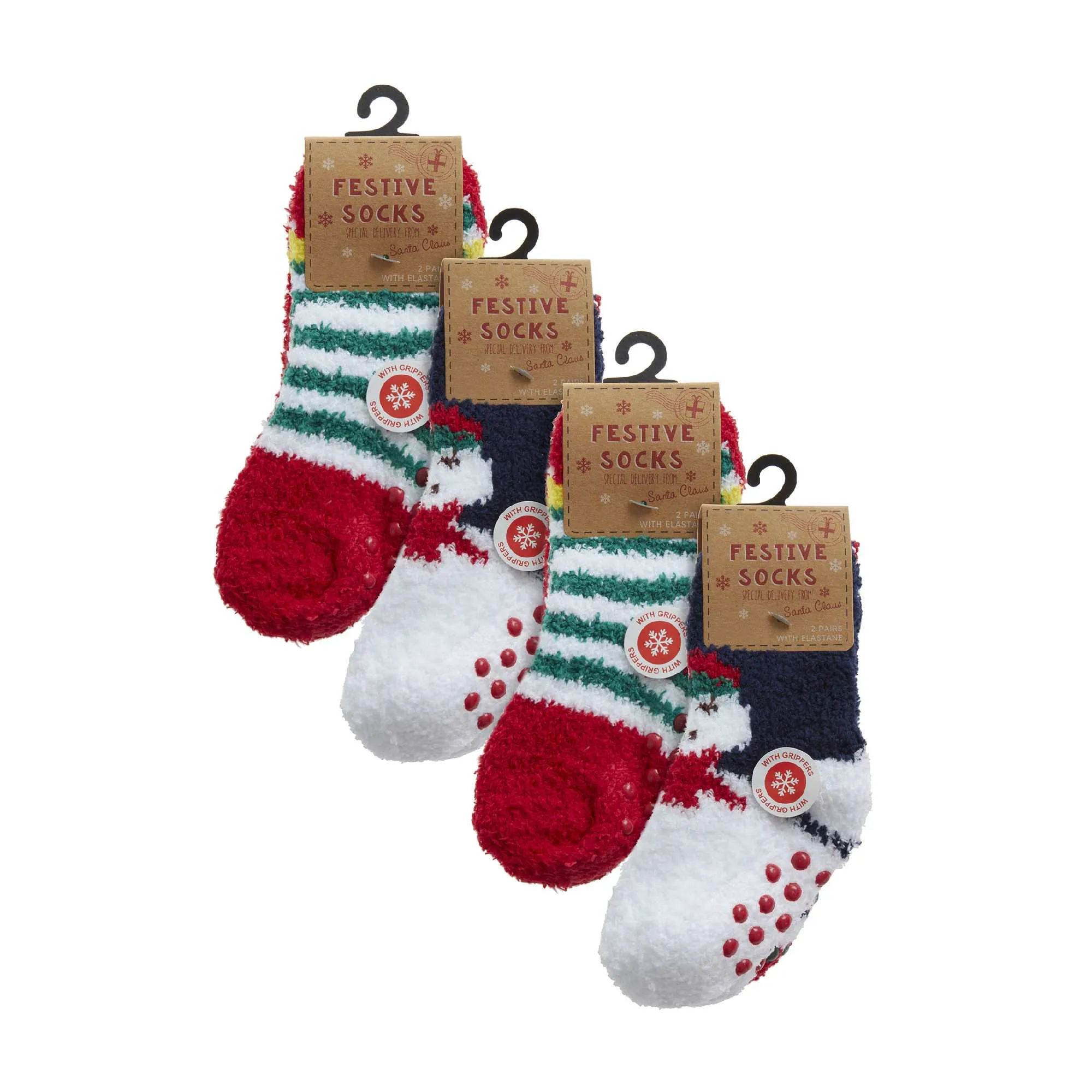 8 Pack Baby Unisex Festive Christmas Soft Cosy Fluffy Socks