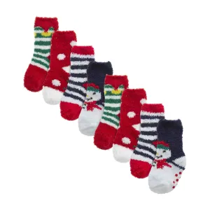 8 Pack Baby Unisex Festive Christmas Soft Cosy Fluffy Socks