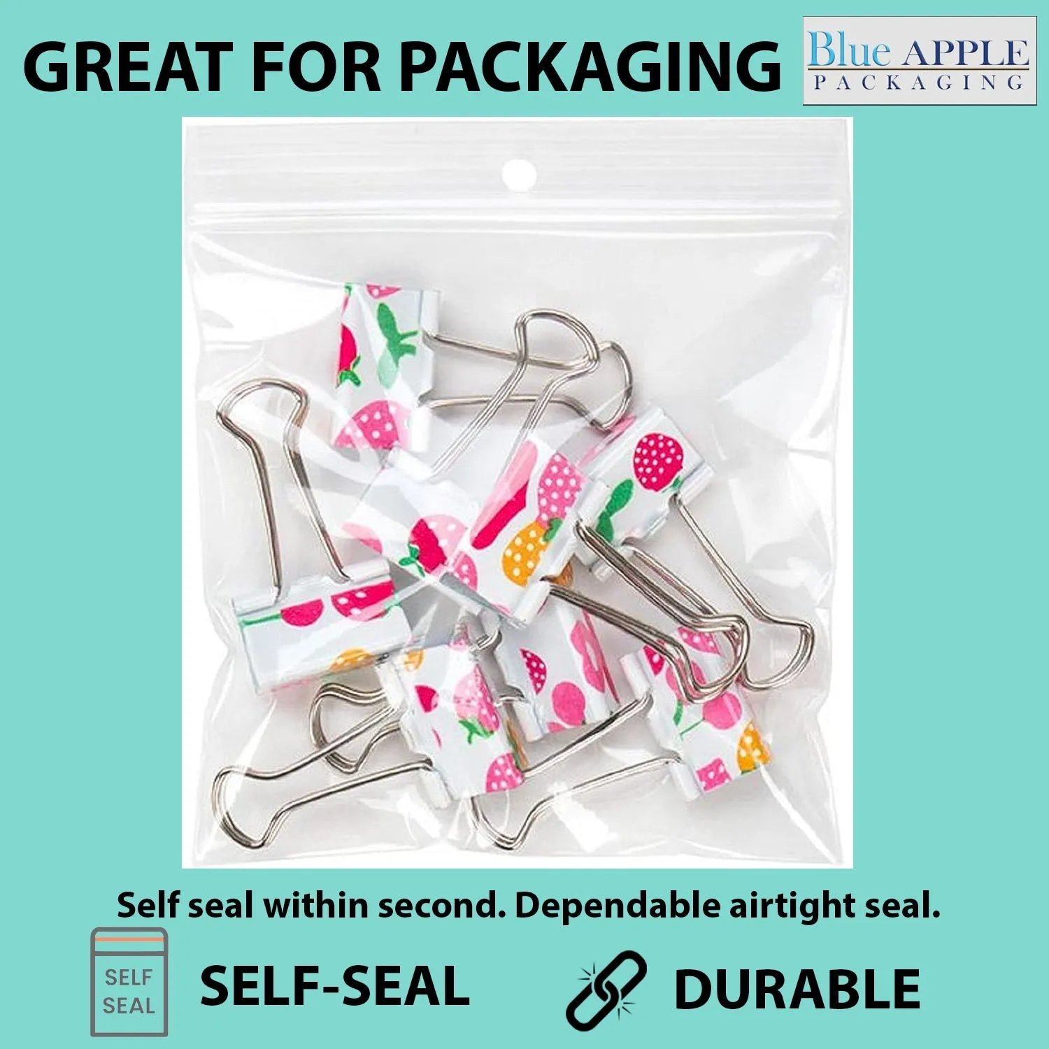 8X10 inches Reclosable Poly Bags with Hang Hole 4 Mil (LDPE) Single Track Zipper