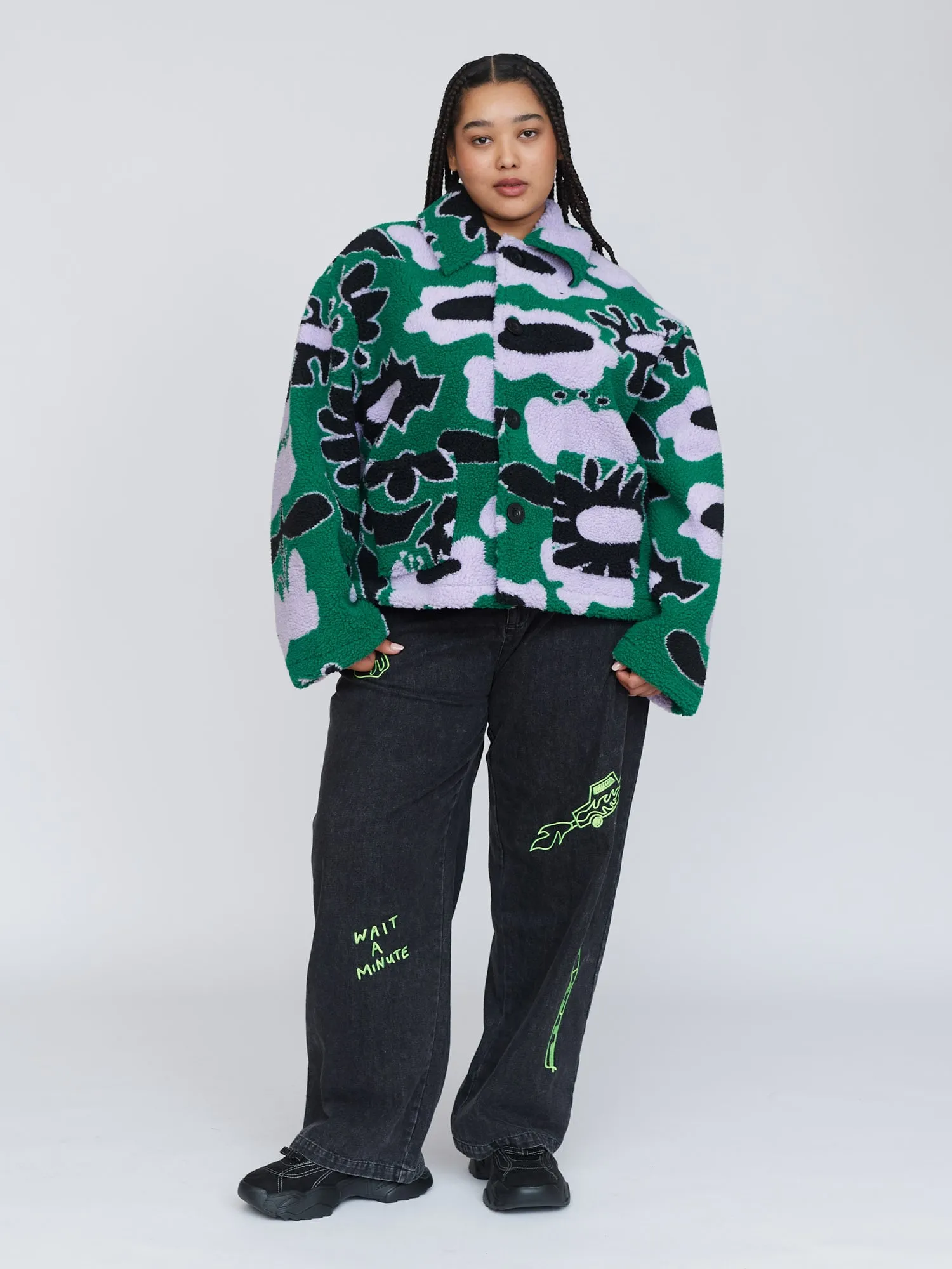 Abstract Button Up Fleece
