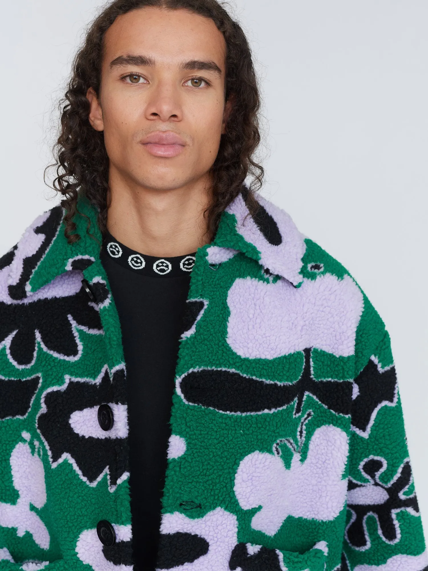 Abstract Button Up Fleece