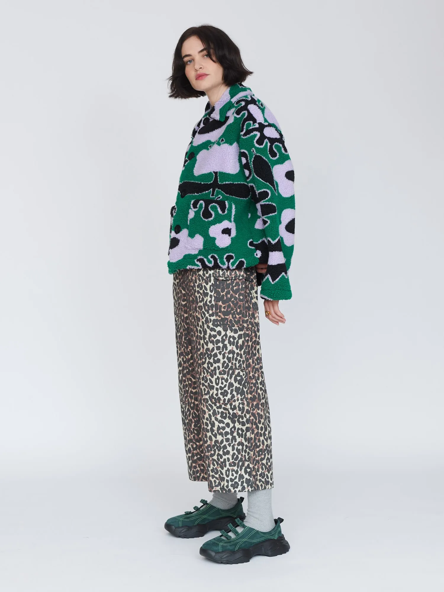 Abstract Button Up Fleece