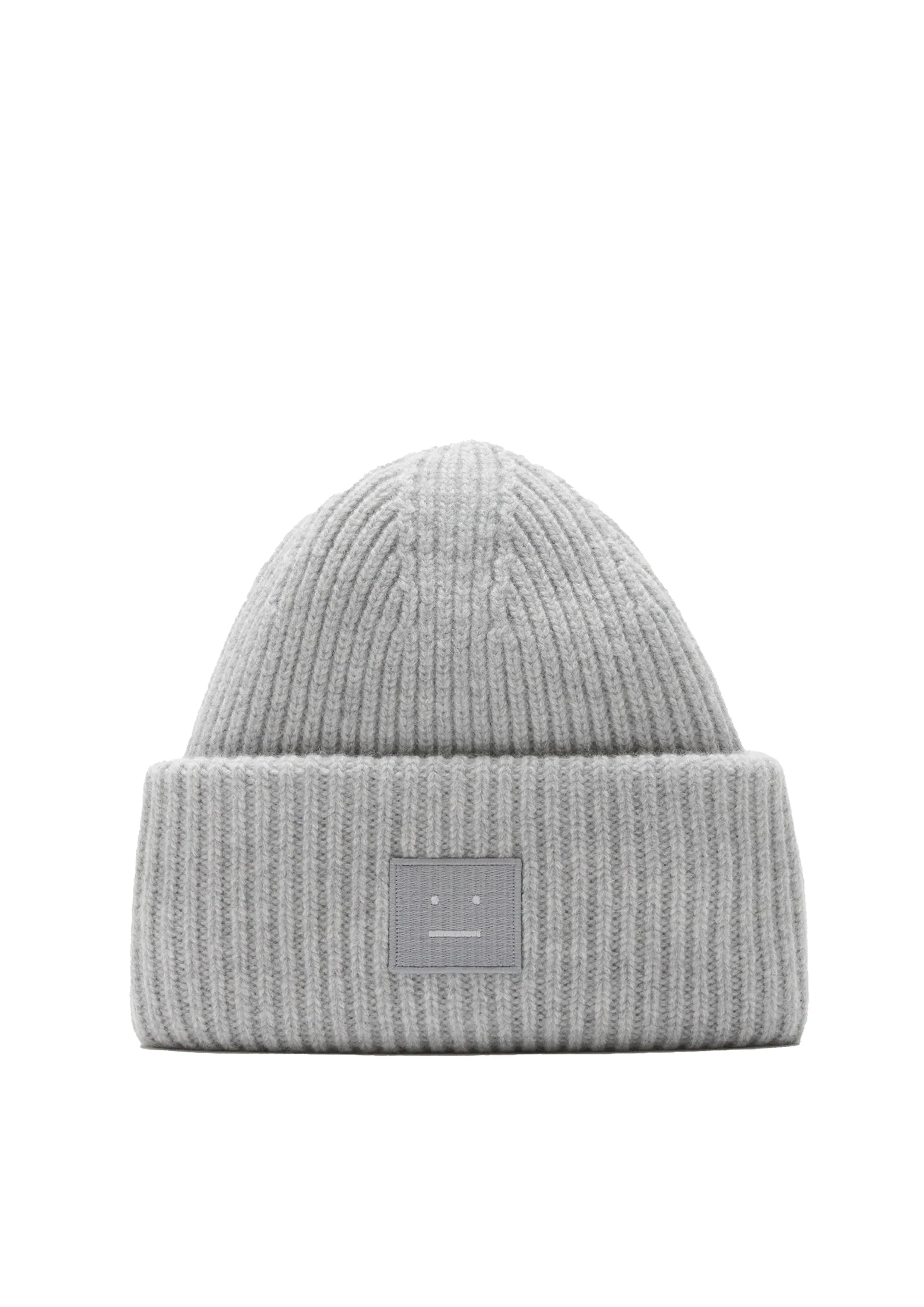 ACNE STUDIOS - LARGE FACE LOGO BEANIE LIGHT GREY MELANGE