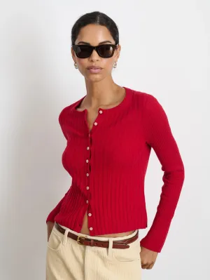 Alex Mill - Kristin Ribbed Cardigan in Crimson