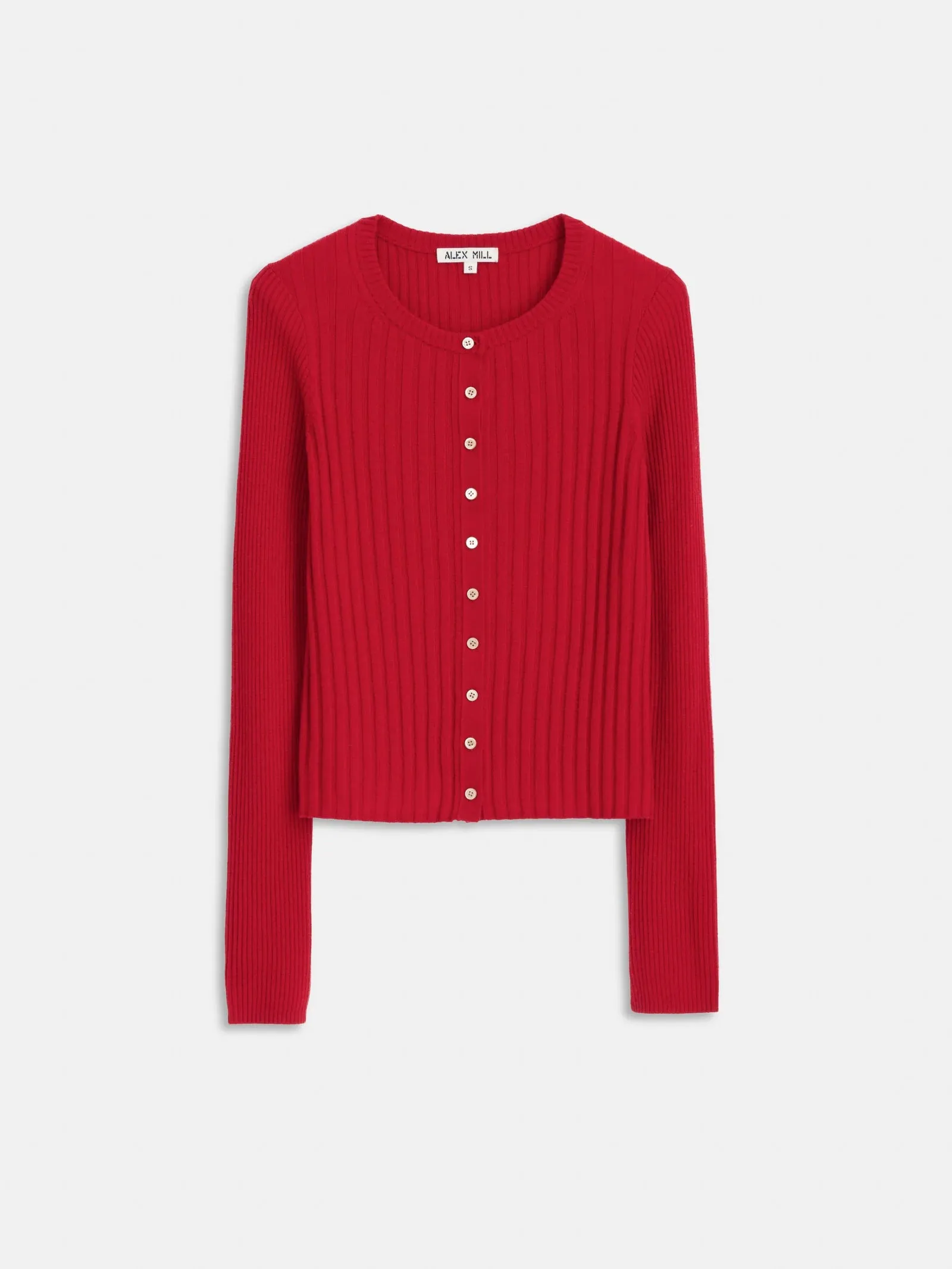Alex Mill - Kristin Ribbed Cardigan in Crimson
