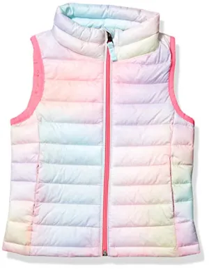 Amazon Essentials Girls' Lightweight Water-Resistant Packable Puffer Vest, Pink, Ombre, Medium