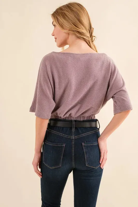 And The Why Thermal Dolman Sleeve Knit Casual Top