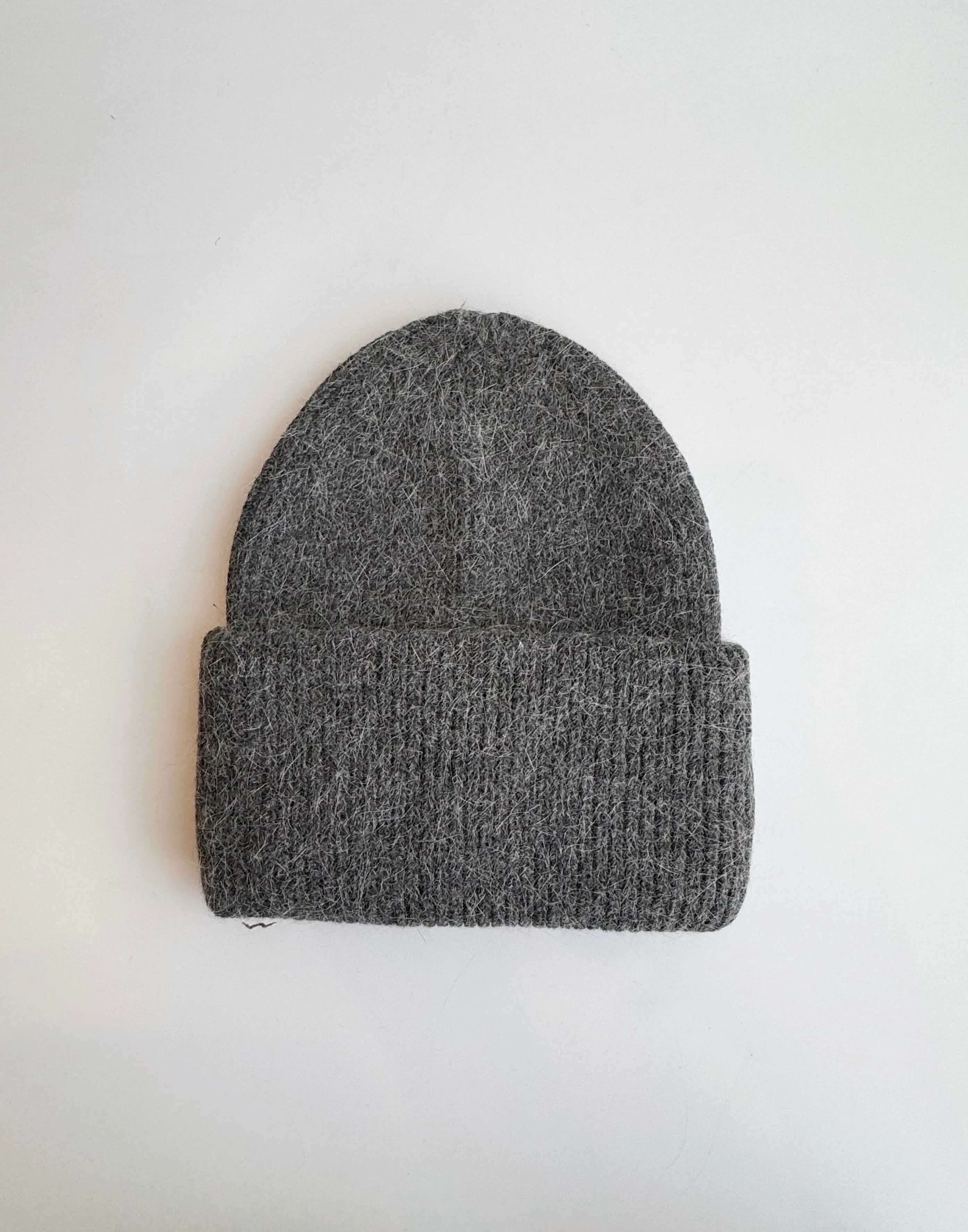Angora SERENA beanie in charcoal grey