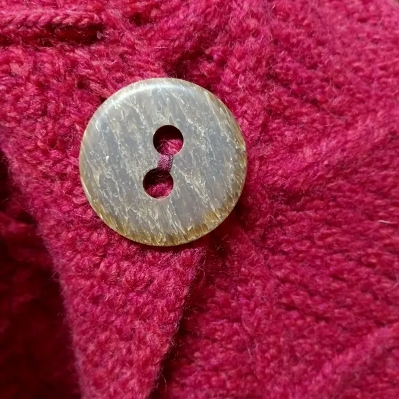 ARAN SWEATER MARKET Irish  Red Wool Cable Knit Sweater Medium