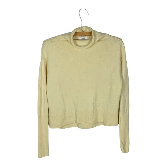 Aritzia Wilfred Cyprie Merino Wool Mockneck  Sweater in Soft Yellow  Size XS