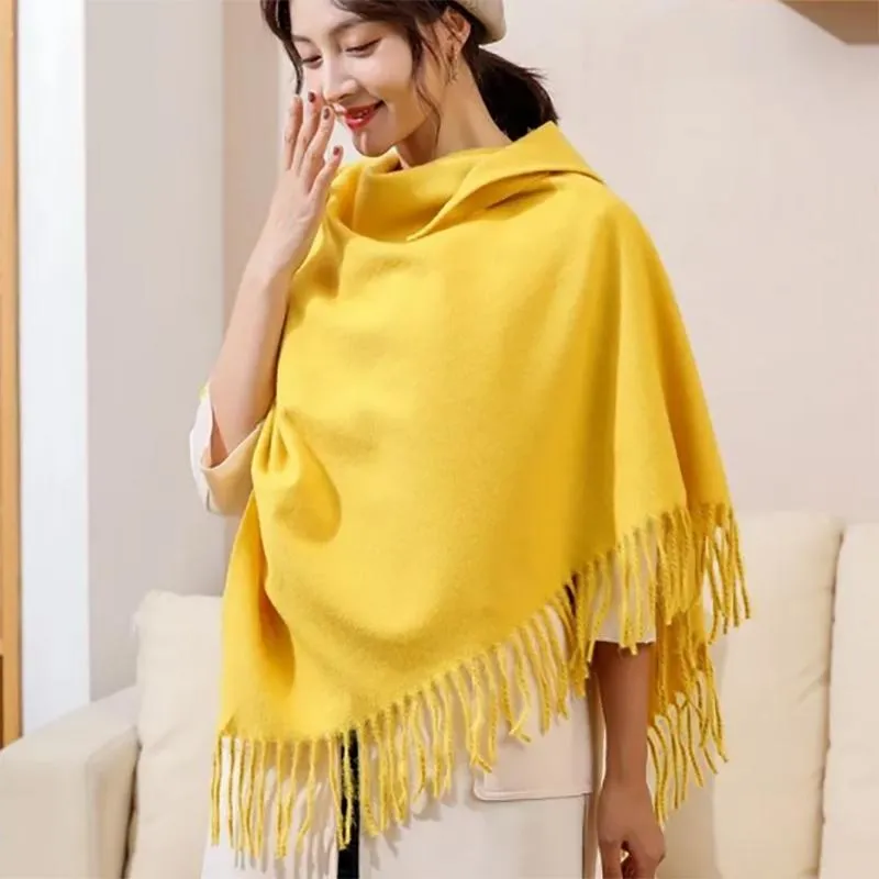 Autumn and Winter Korean Solid Color Triangle Scarf Air Conditioning Shawl Scarf Bib All-match Shawl Dual-use