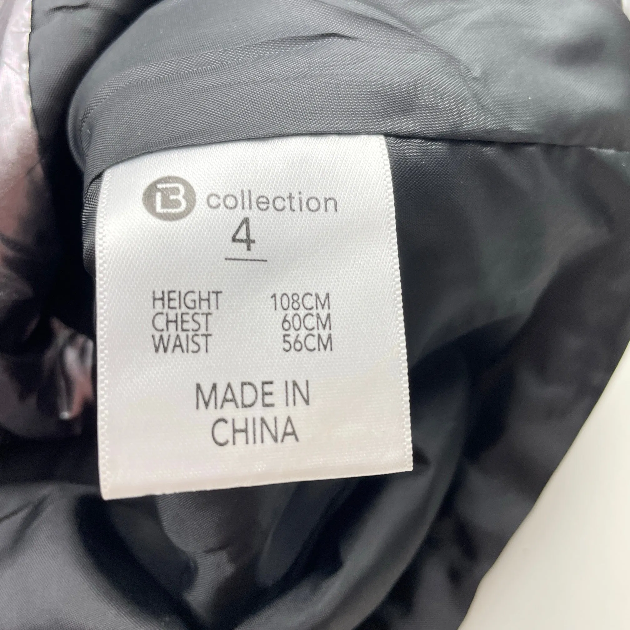 B Collection metallic silver puffer vest / jacket, size 4, BNWT