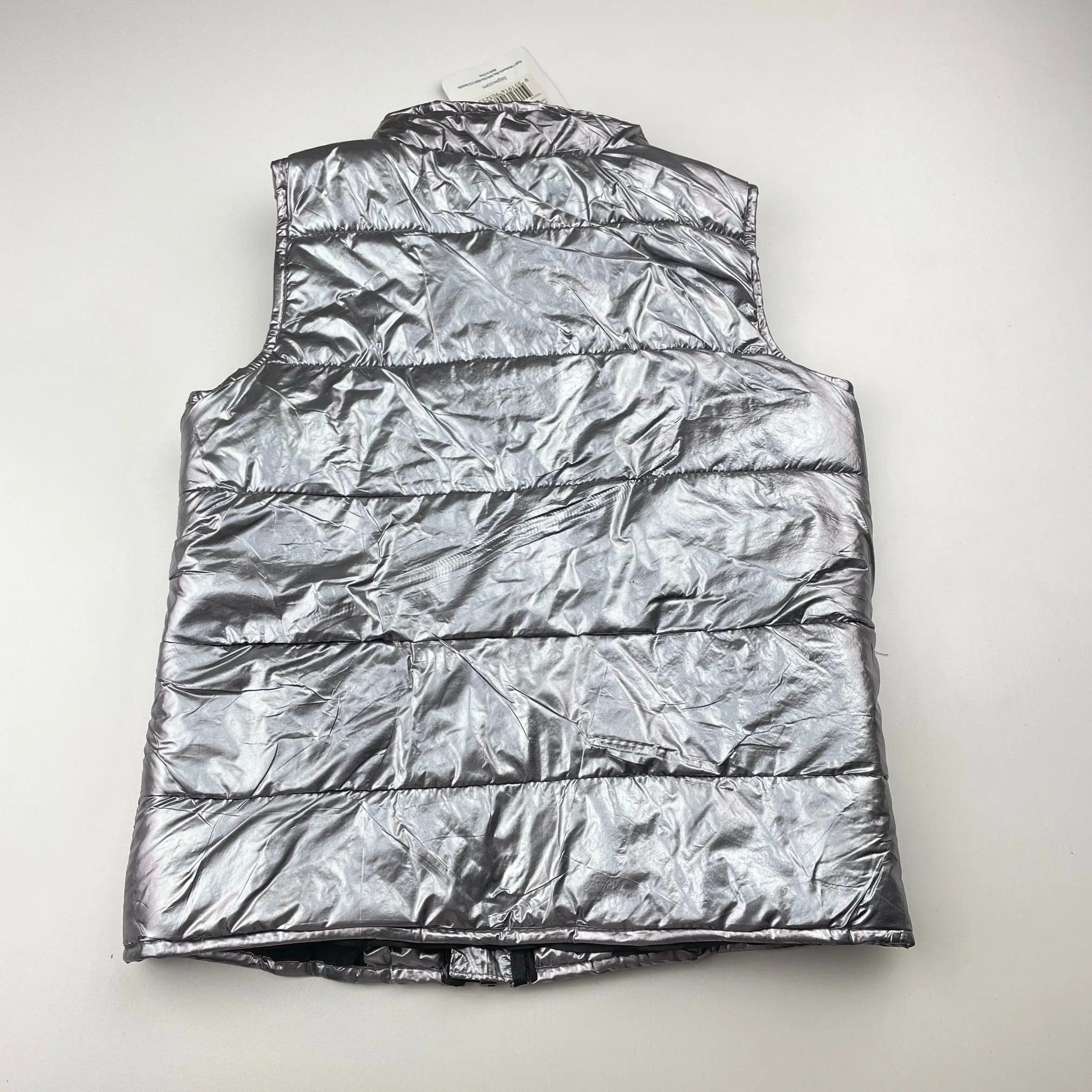 B Collection metallic silver puffer vest / jacket, size 4, BNWT
