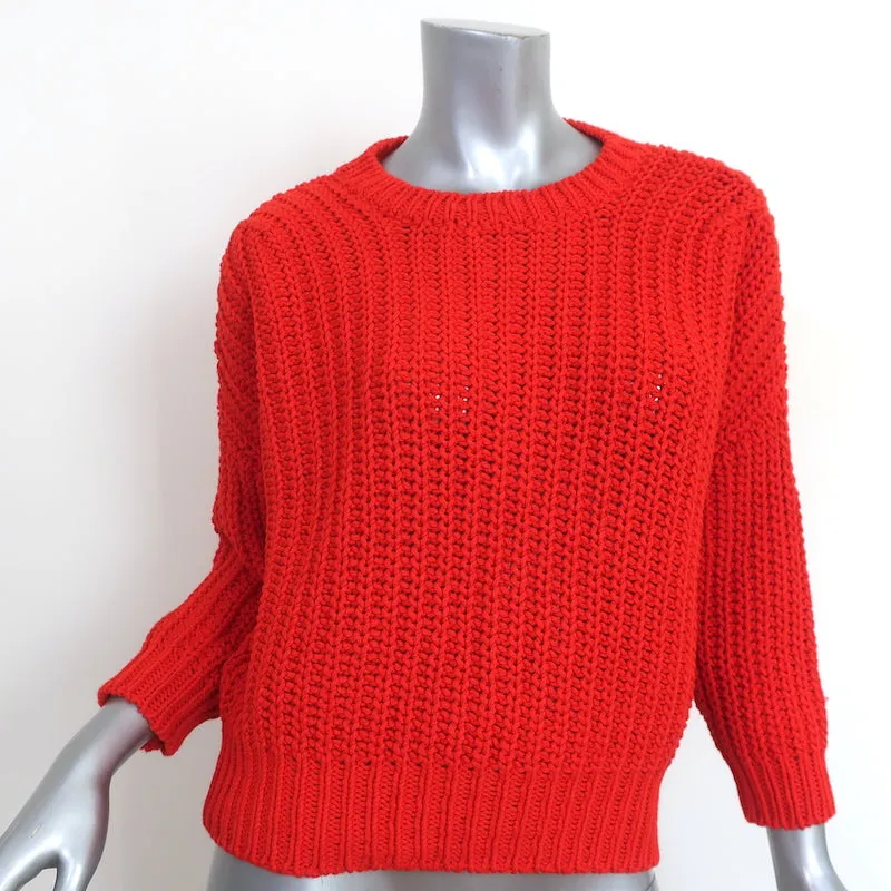 Babaa Jumper no 18 Sweater Red Chunky Wool Knit One Size