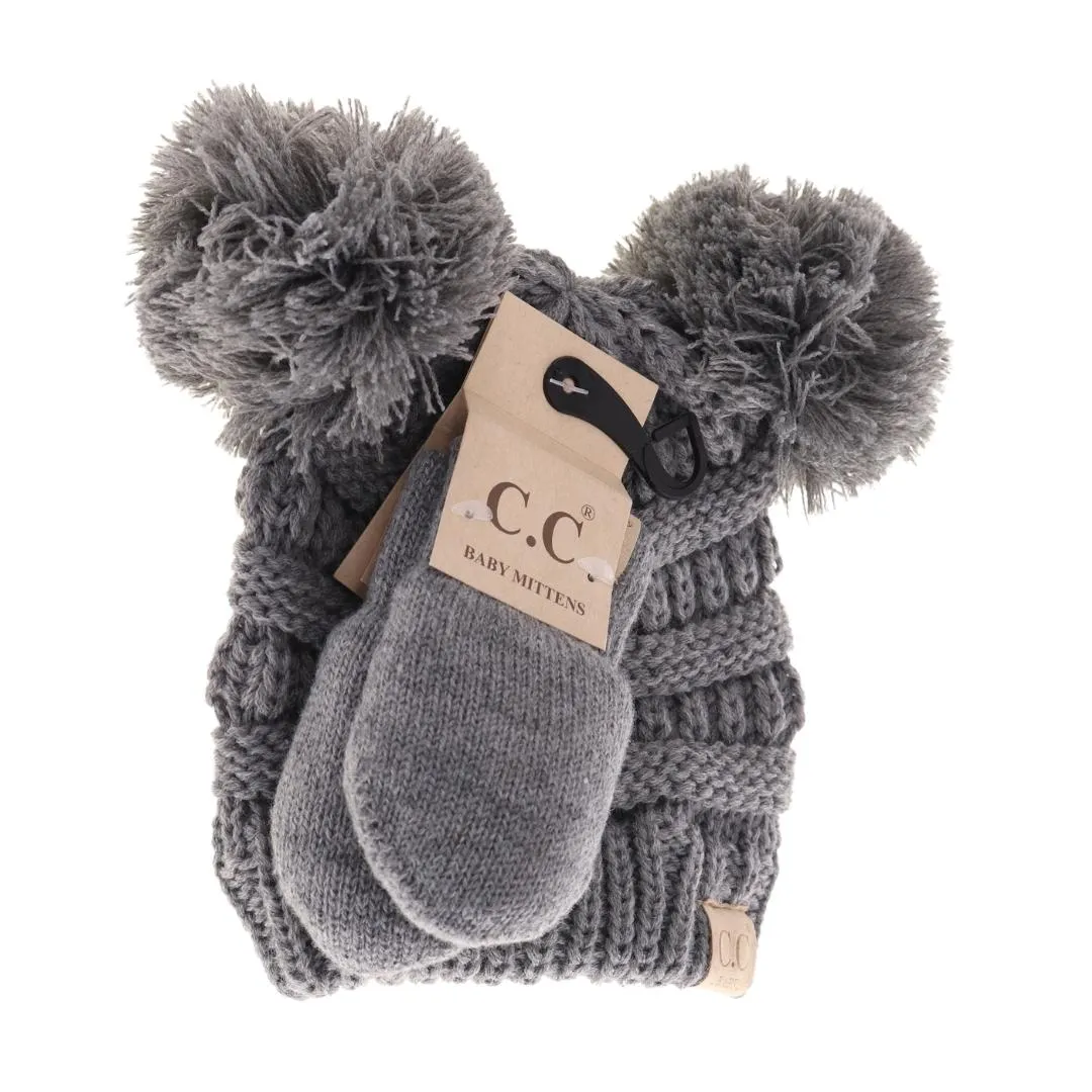 BABY Solid Knit Double Pom C.C Beanie
