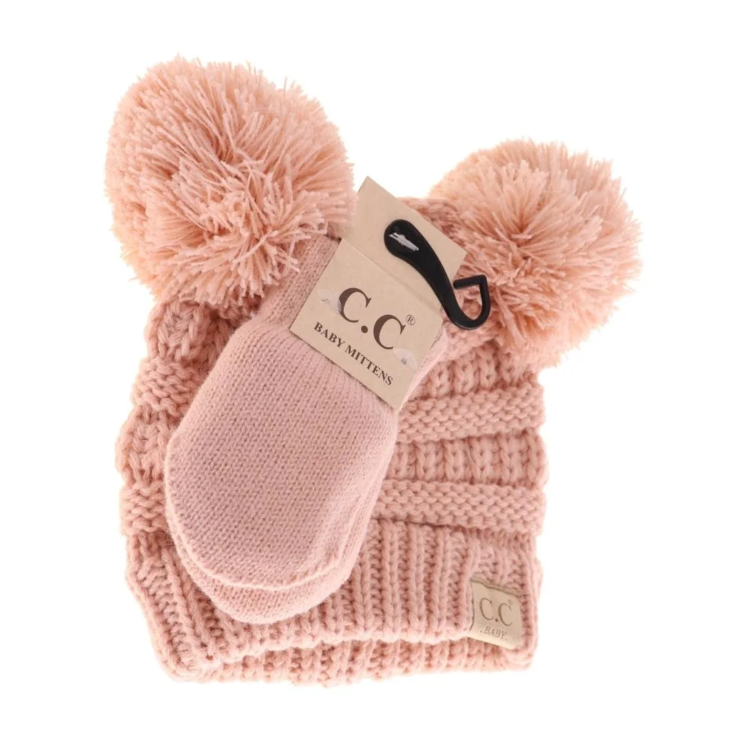 BABY Solid Knit Double Pom C.C Beanie