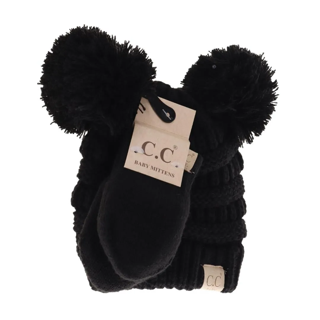 BABY Solid Knit Double Pom C.C Beanie