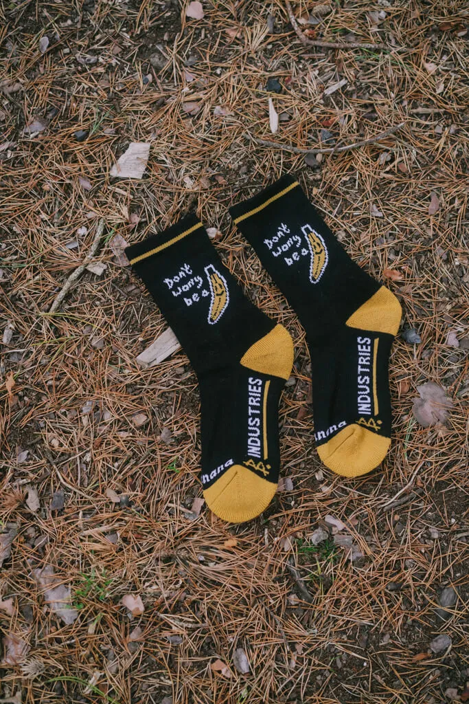 Banana Don't Worry Sock Black Merino Edition