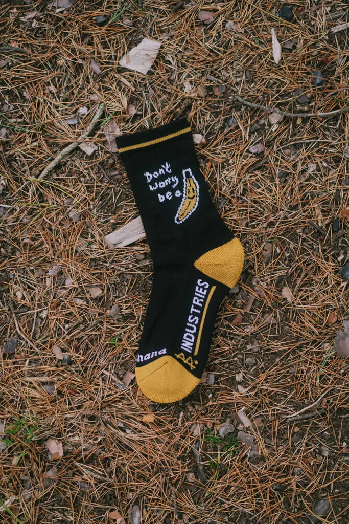 Banana Don't Worry Sock Black Merino Edition