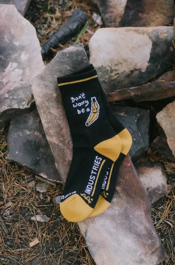 Banana Don't Worry Sock Black Merino Edition