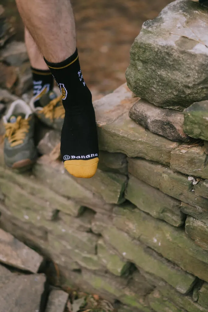 Banana Don't Worry Sock Black Merino Edition