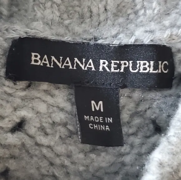 Banana Republic Mock Neck Sweater Gray Chunky Medium