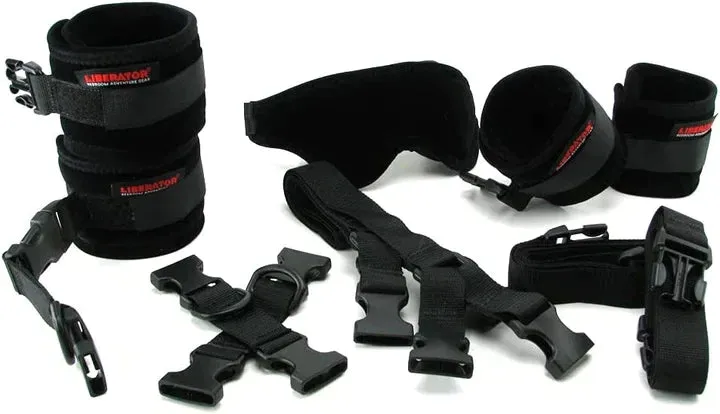 Bed Buckler Tether and Cuff Restrain Kit in Black