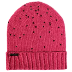 Berry Crystal Knit Hat w Optional Faux Fur Pompom