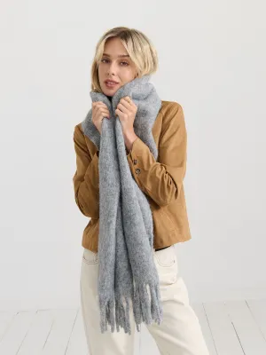 Betty Wool Plain Fluffy Scarf in Grey