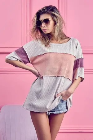 BiBi Thermal Rib Top with Bella Rib Color Block