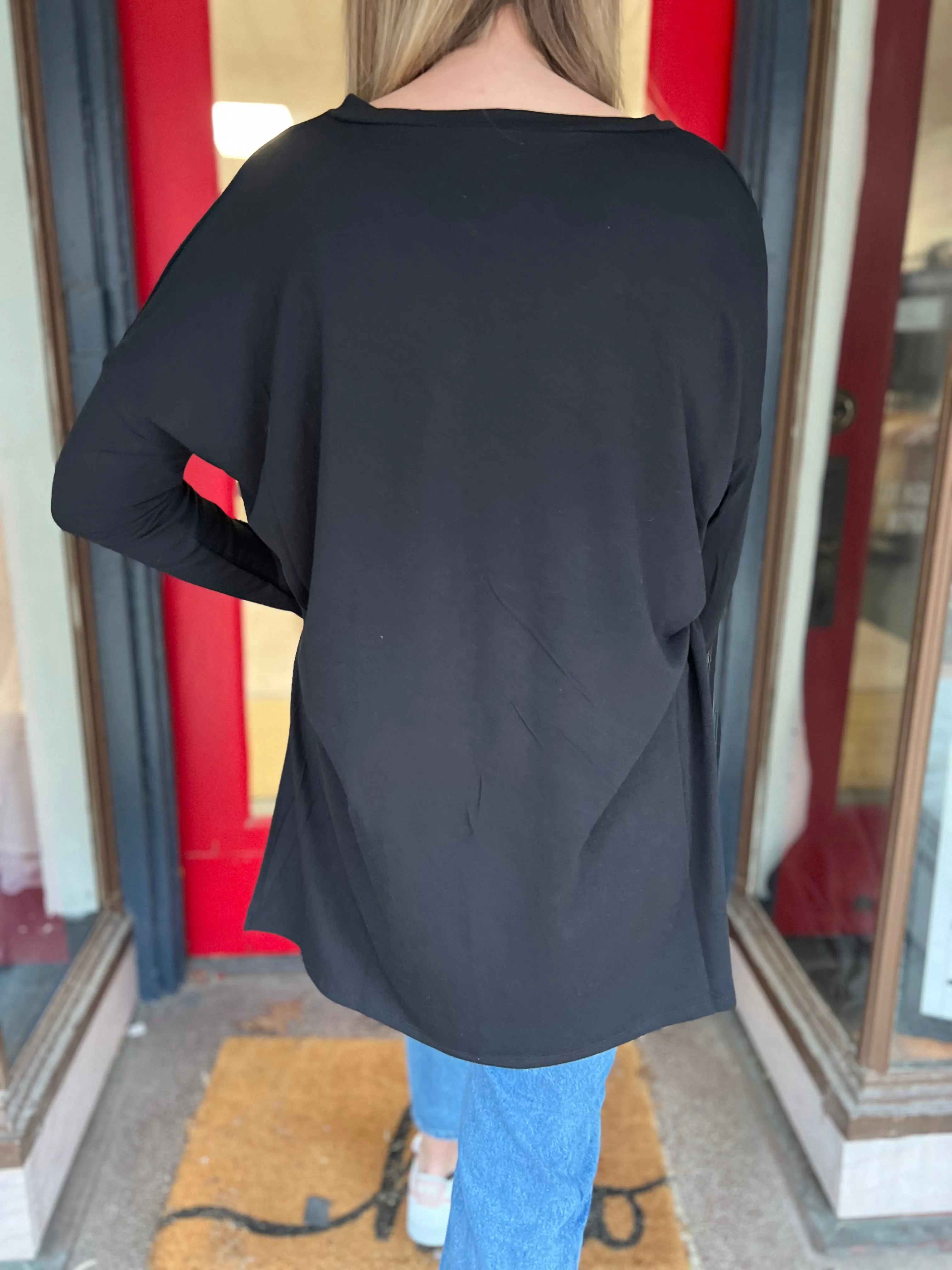 Black Dolman V Neck