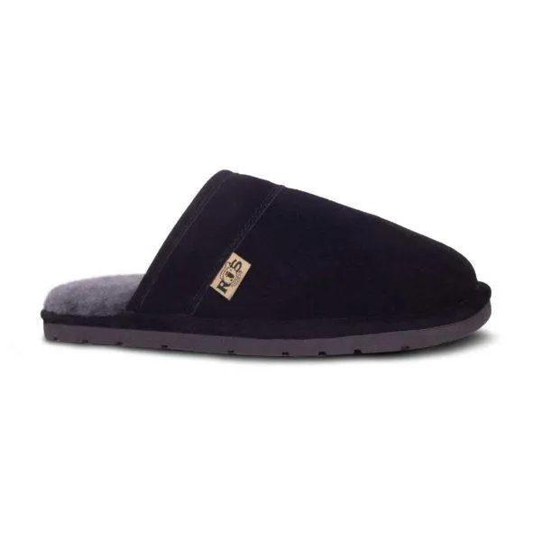 Black Slip-On Sheepskin Scuff Slippers By CLOUD NINE / RJS - Shoe Size Men S-M-L-XL-XXL