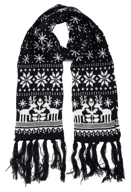 Black Snowflake Christmas Scarf